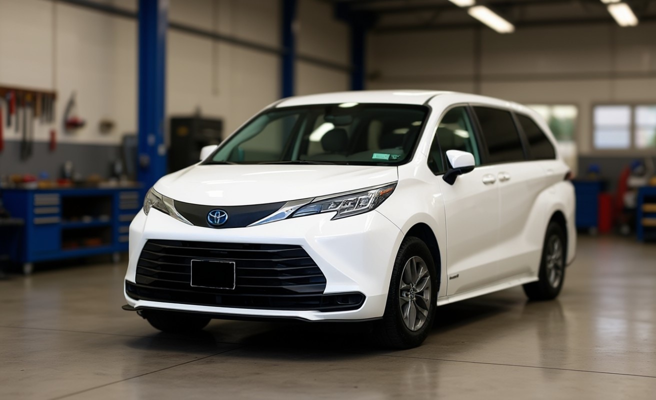 Тойота Сиенна готовится к ремонту кондиционера в автотехцентре