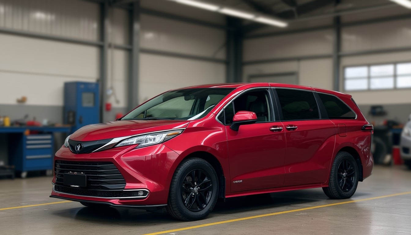 Тойота Сиенна готовится к замене бензонасоса в автотехцентре