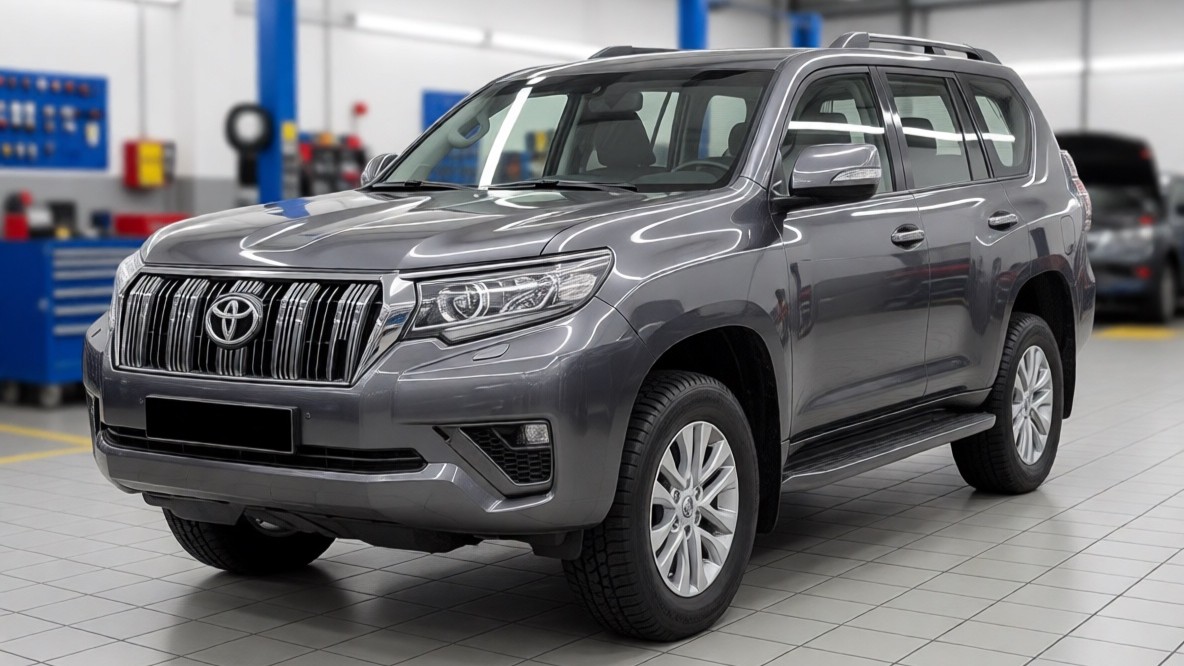 Тойота Ленд Крузер Прадо в автотехцентре после компьютерной диагностики